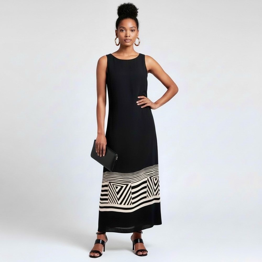 Vintage 80s Op Art Sleeveless Sheath
Midi Dress 🇨🇦